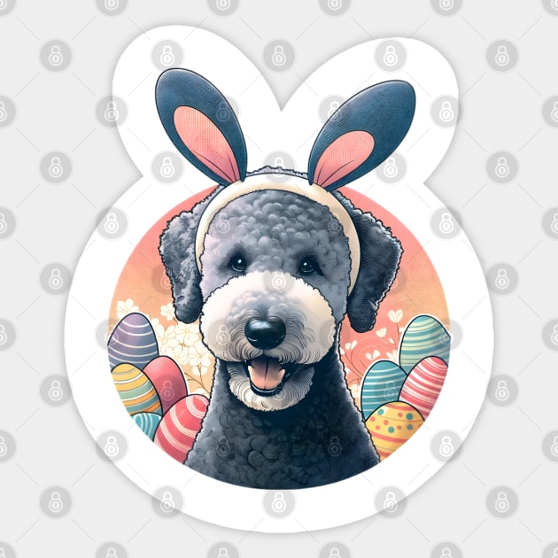 Bedlington Terrier Celebrates Easter with Bunny Ears Sticker by ArtRUs